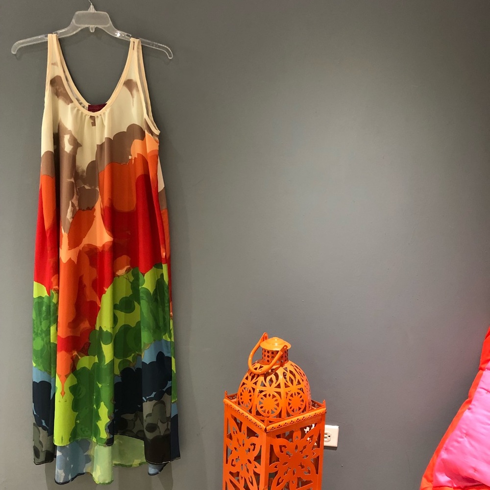 Melissa Masse colorful maxi dress